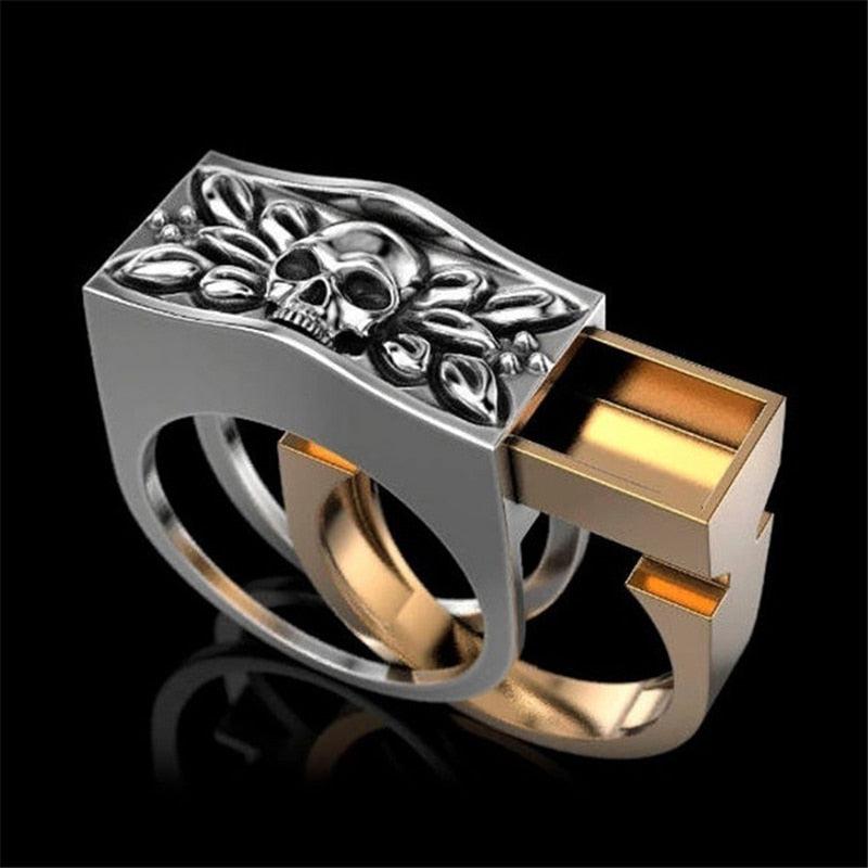 Dark Aesthetic Cross Ring in Gilded Gold | Distinctive Concealed Memorial Locket